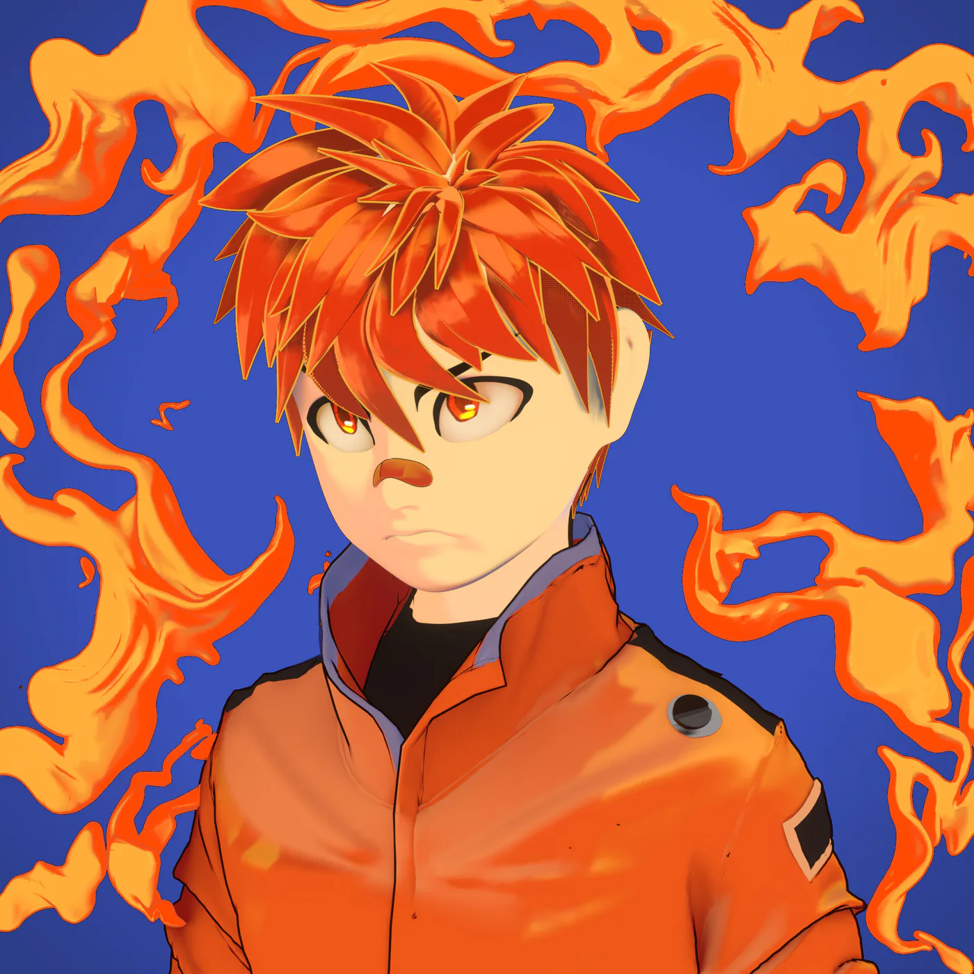 Flaming Boy, 3D artwork by Robin Khanduri, 2022